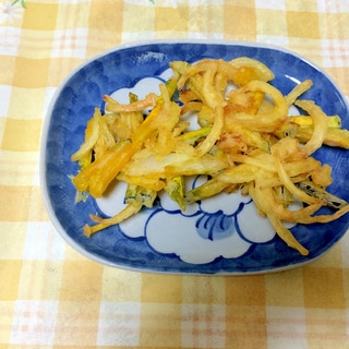 簡単☆かぼちゃと玉ねぎのかき揚げ